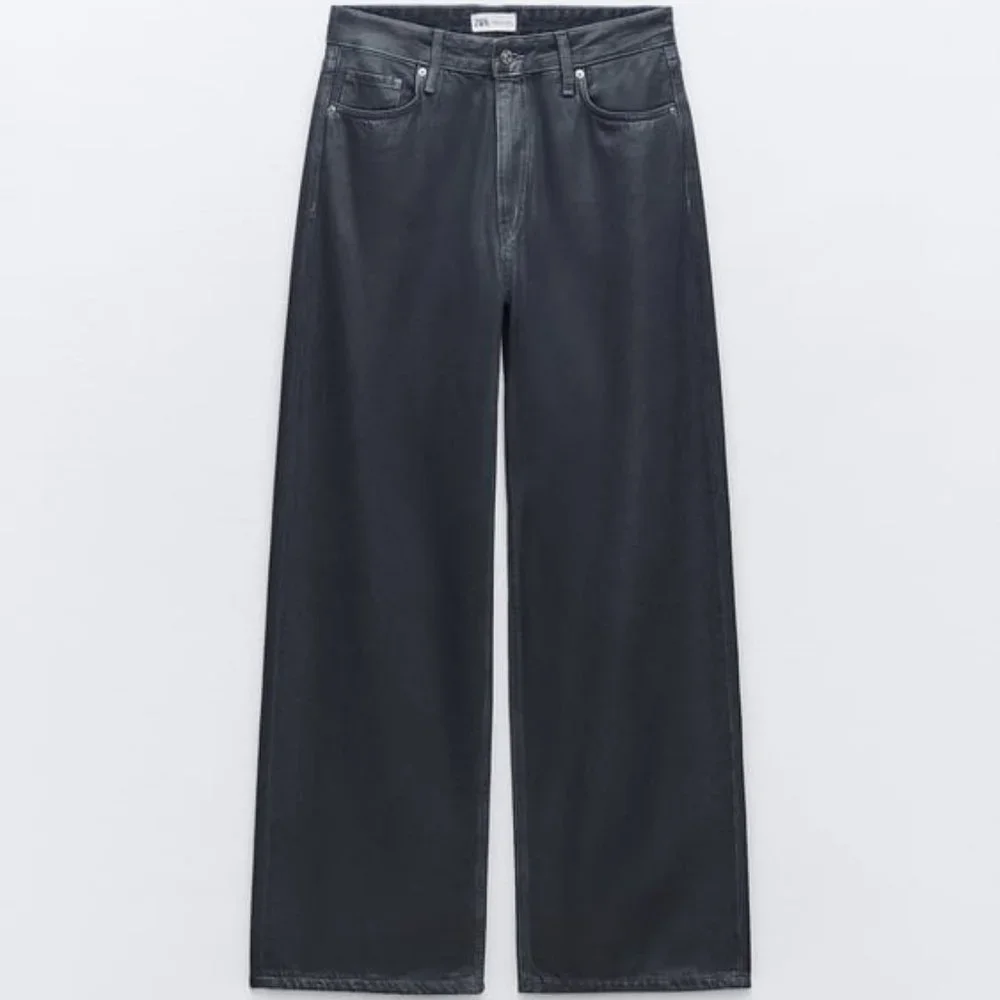 ZARA MID RISE LOOSE FIT FOIL JEANS - Picture 5 of 10